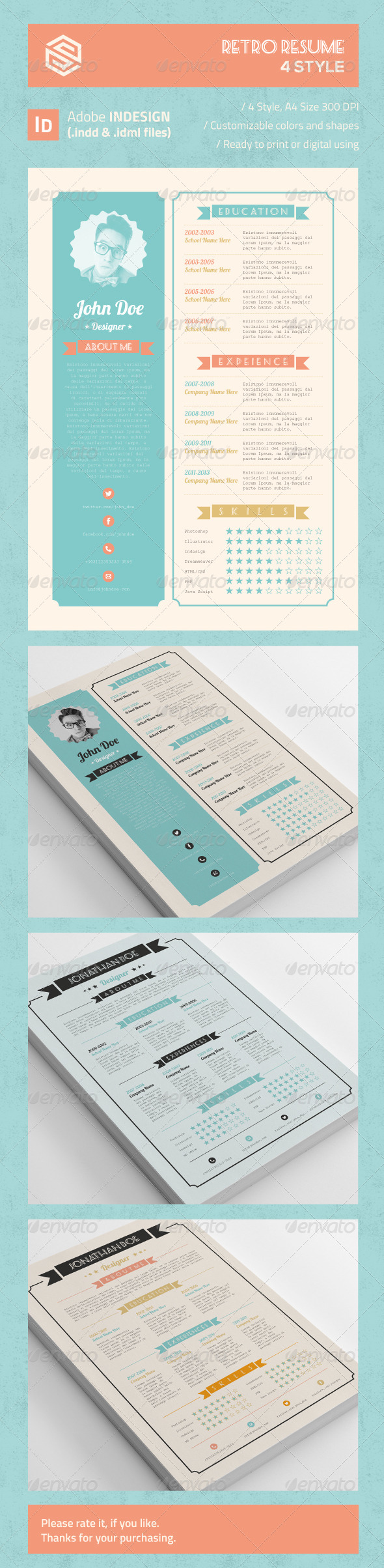 Retro Resume - Resumes Stationery
