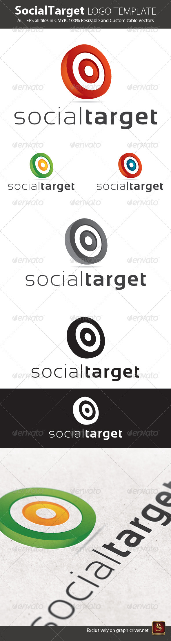 Social Target Logo Template - Vector Abstract
