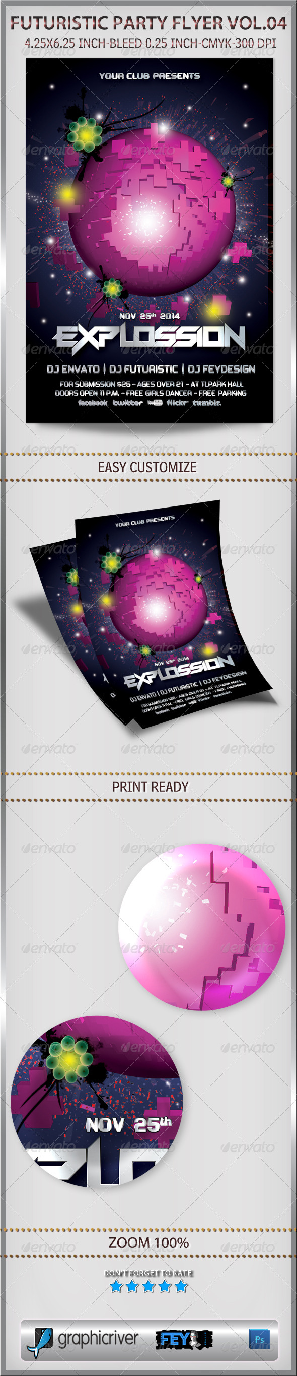 Futuristic Party Flyer Vol.04 - Clubs & Parties Events
