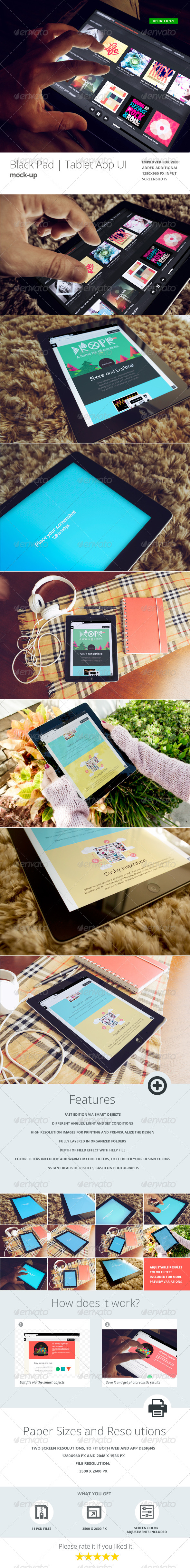 Black Pad | Tablet App UI Mock-Up v3 - Mobile Displays
