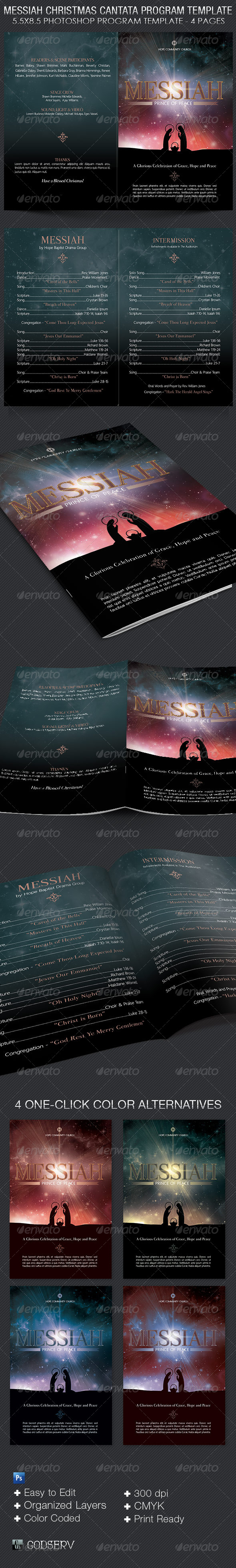 Messiah Christmas Cantata Program Template - Informational Brochures