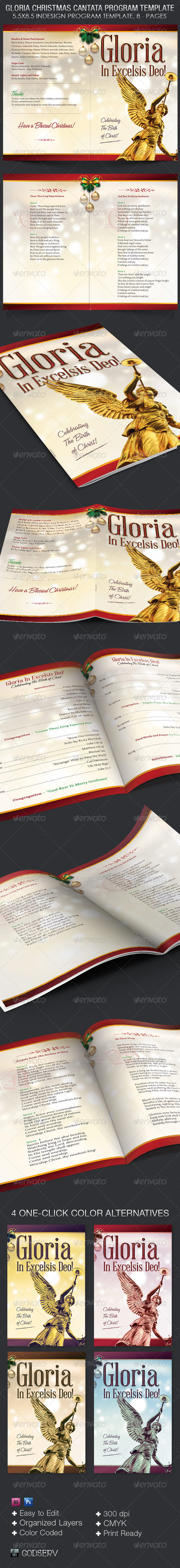 Gloria Christmas Cantata Program Template - Informational Brochures