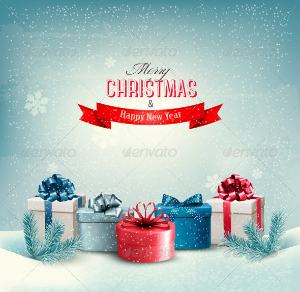 Christmas Holiday Background with Presents - Christmas Seasons/Holidays