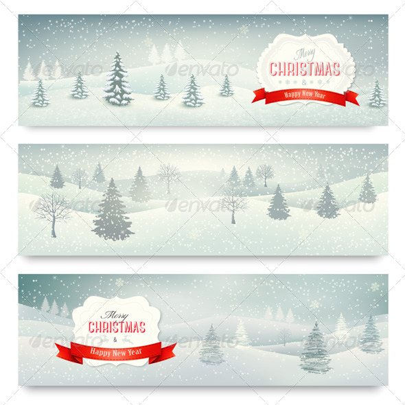 Three Christmas Holiday Landscape Banners - Christmas Seasons/Holidays