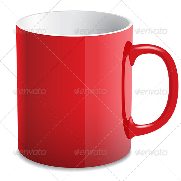 Red Glossy Coffee Cup - Man-made Objects Objects