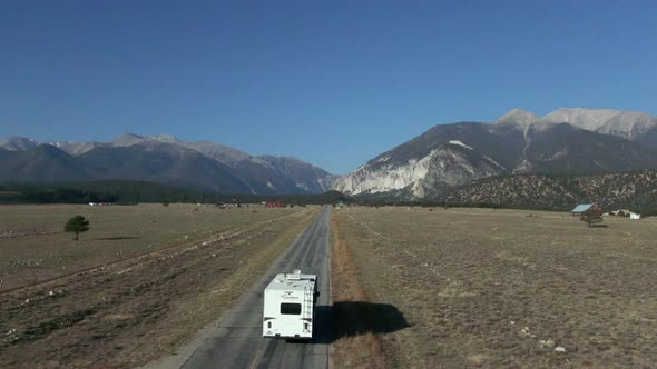 RV Rocky Mountains Drone Flyover alt