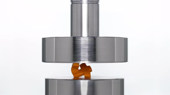 the Appearance of the Number Four When Lifting the Rod From a Hydraulic Press on a White Background alt