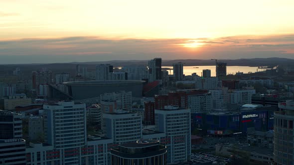 Aerial View of the City at Sunset alt