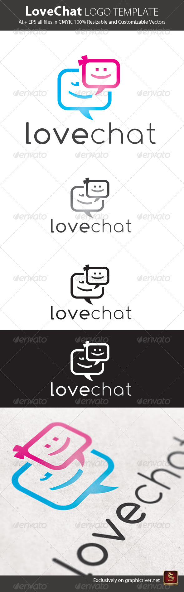 Love Chat Logo Template - Vector Abstract