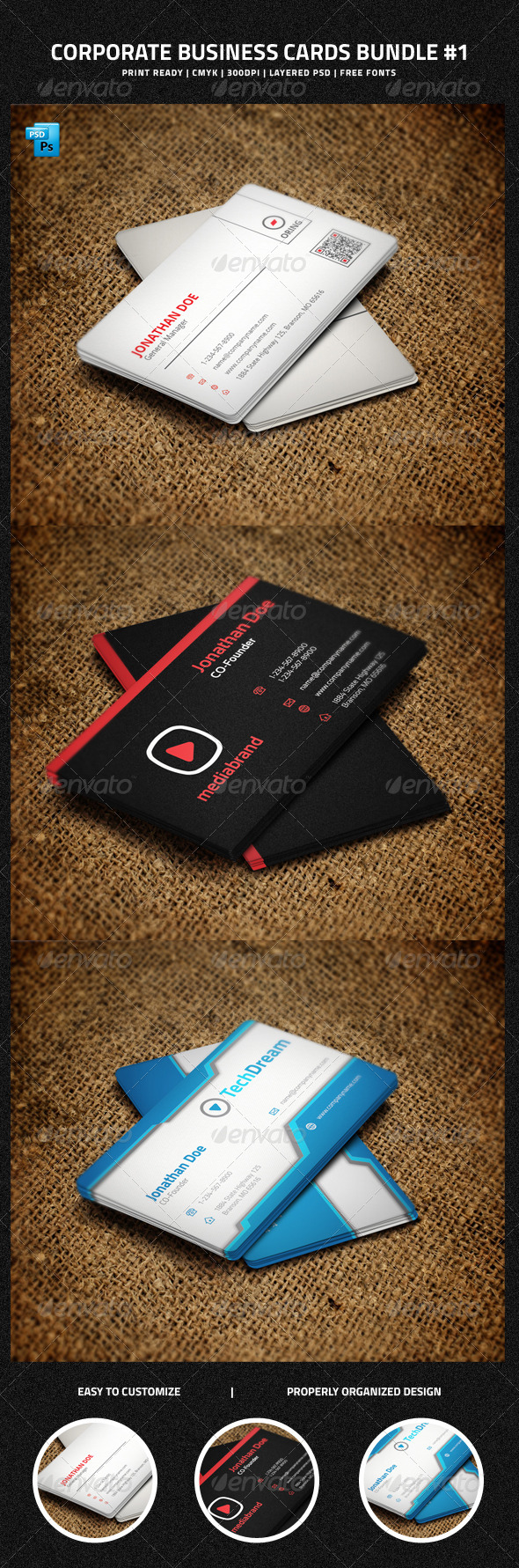 Corporate Business Cards Bundle #1 - Corporate Business Cards
