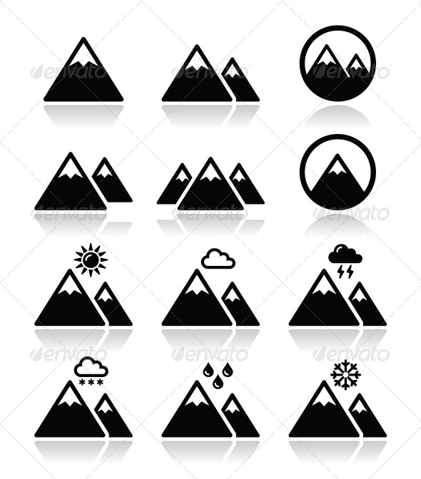 Mountain Icons Set - Landscapes Nature