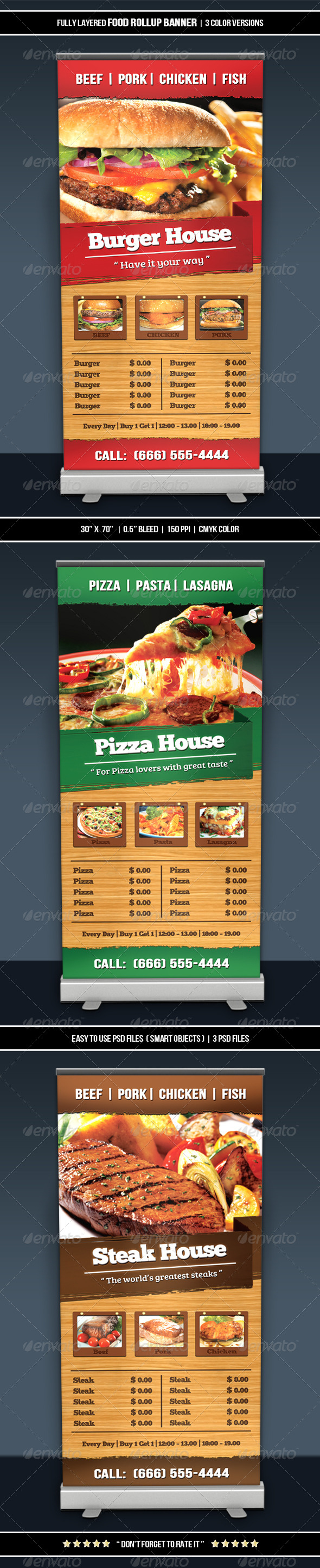 Food Roll-up Banner - Restaurant Flyers