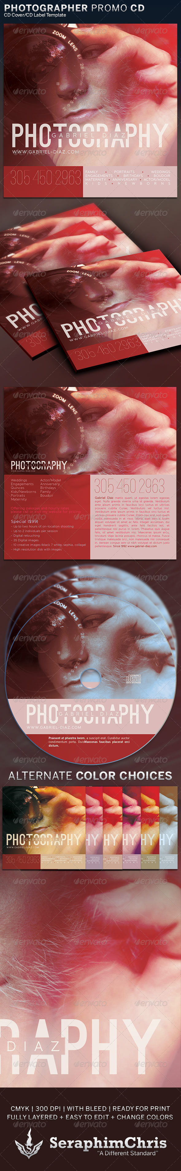 Photographer Promotional CD Cover Artwork Template - CD & DVD Artwork Print Templates