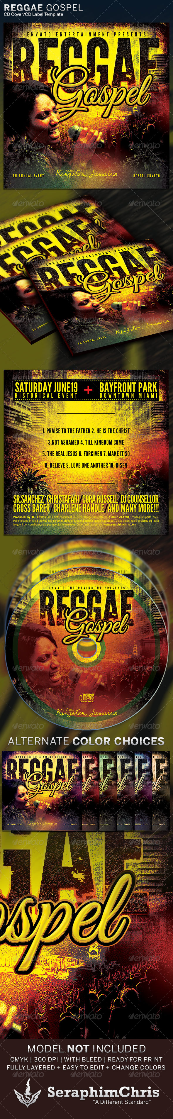 Reggae Gospel : CD Cover Artwork Template - CD & DVD Artwork Print Templates