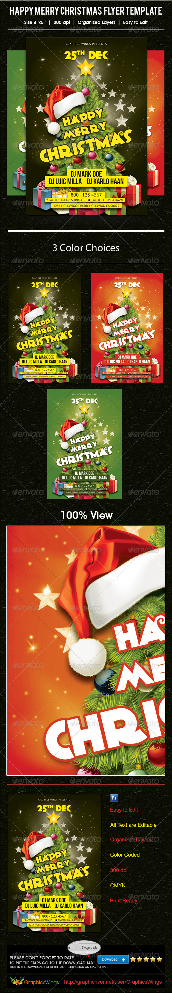 Happy Merry Christmas Flyer Template - Events Flyers
