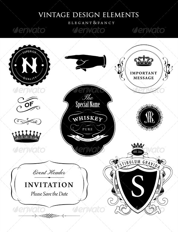 Vintage Design Elements Collection - Decorative Vectors
