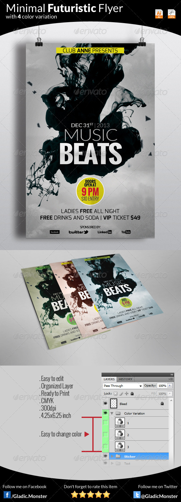 Minimal Futuristic Flyer - Clubs & Parties Events