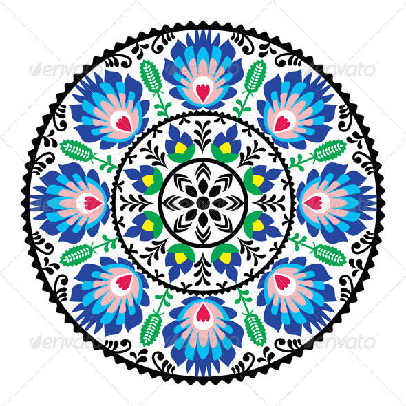 Polish Traditional Folk Pattern in Circle - Patterns Decorative