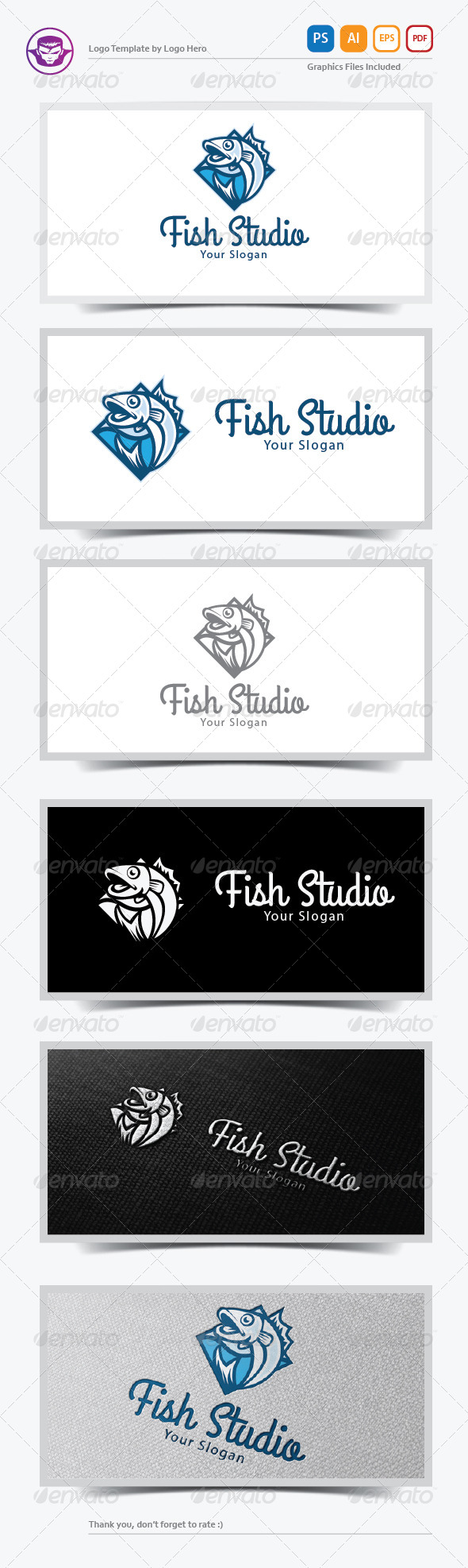 Fish Studio Logo Template - Animals Logo Templates