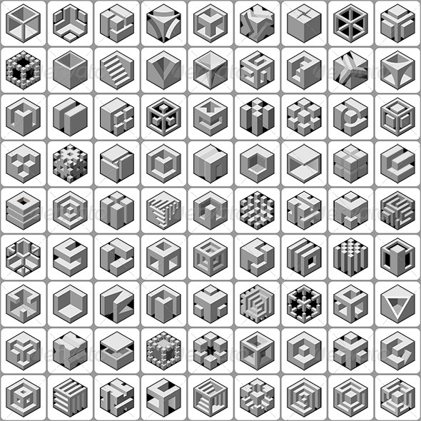 81 Cube Shape Icons Set - Decorative Vectors