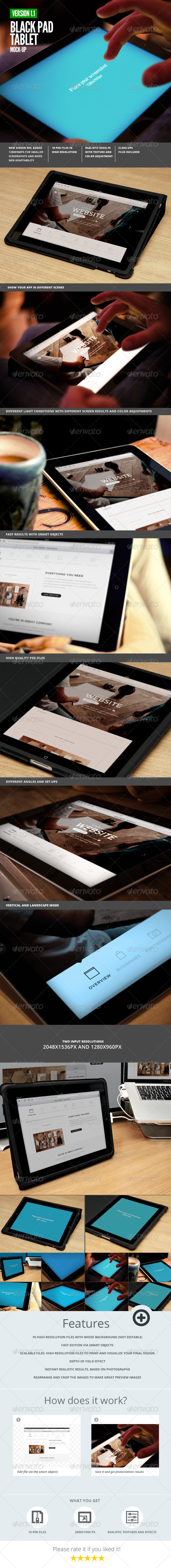 Black Pad | Tablet App UI Mock-Up - Mobile Displays