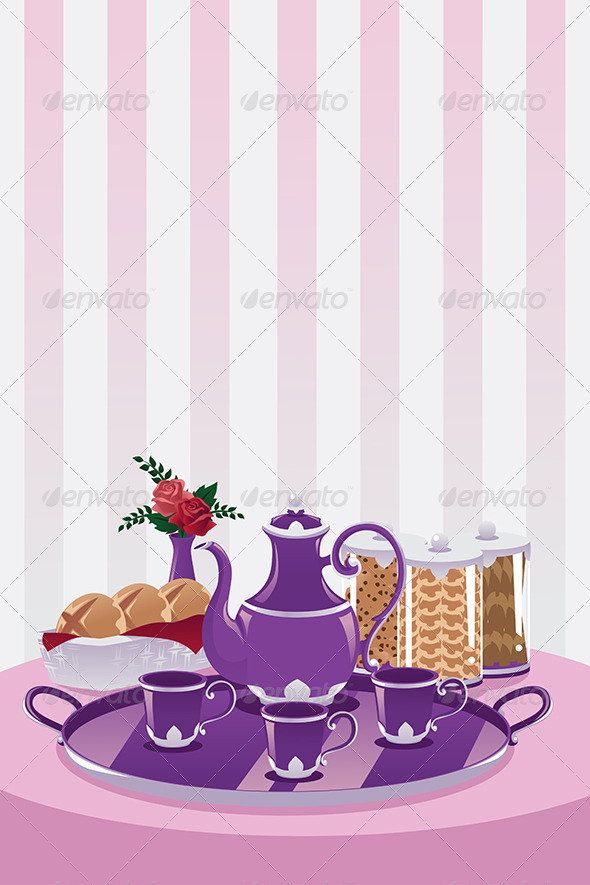 Teapot and Cups - Objects Vectors
