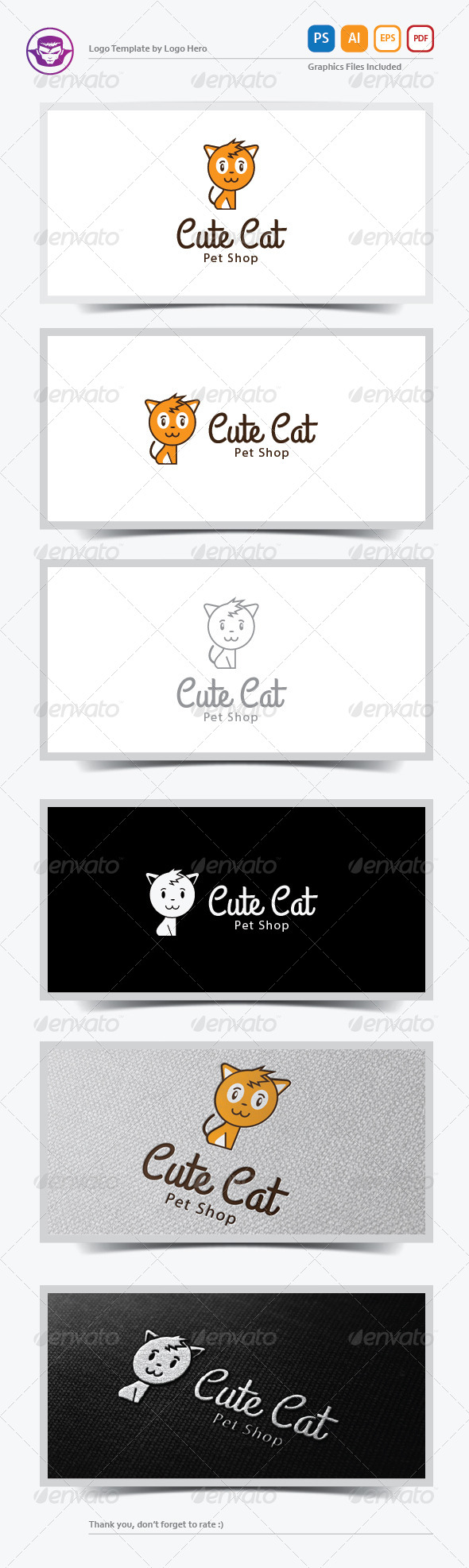 Cute Cat Logo Template - Animals Logo Templates