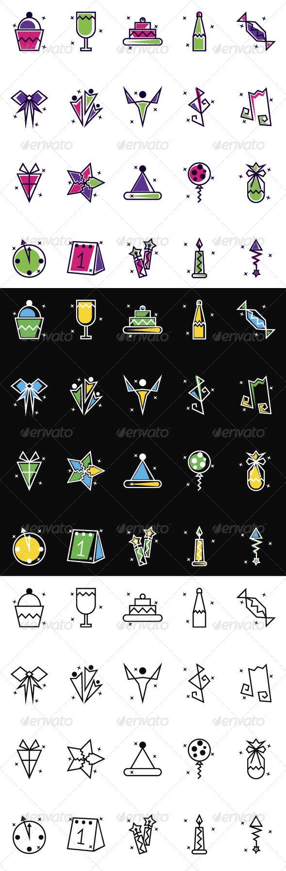 New Year Geometrical Design Elements - Decorative Symbols Decorative