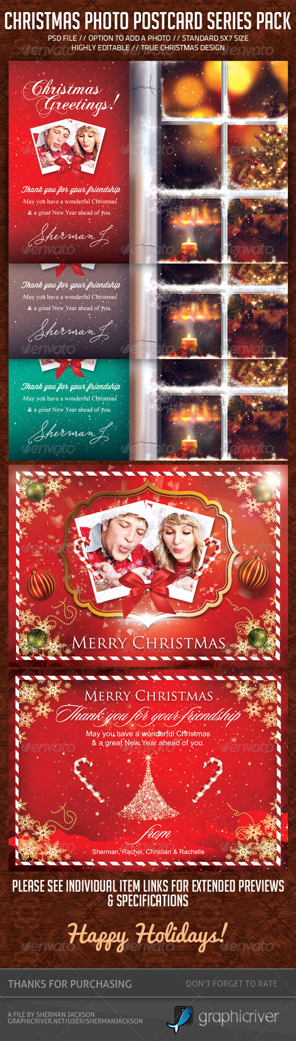 Christmas Holidays Postcard Pack (Bundle) - Holiday Greeting Cards