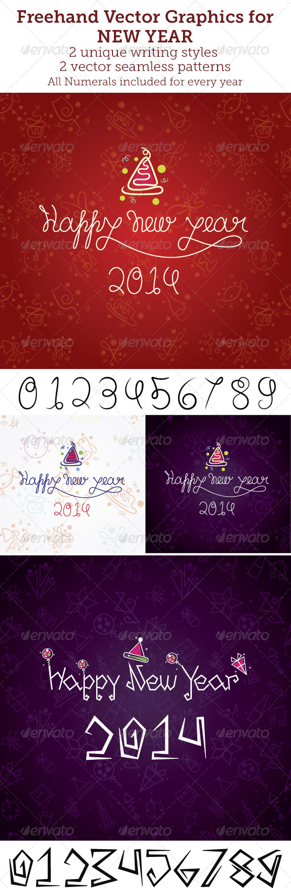 Freehand Vector Graphics for New Year - Decorative Vectors
