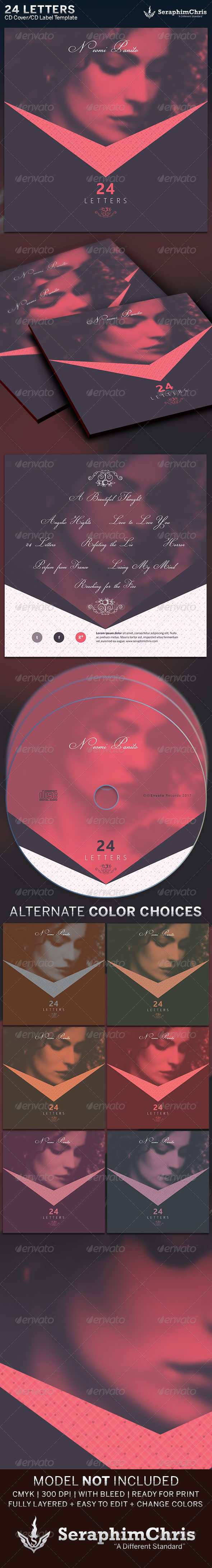 24 Letters: CD Cover Artwork Template - CD & DVD Artwork Print Templates