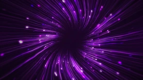 Flight Inside a Purple StarsField Rotation Tunnel