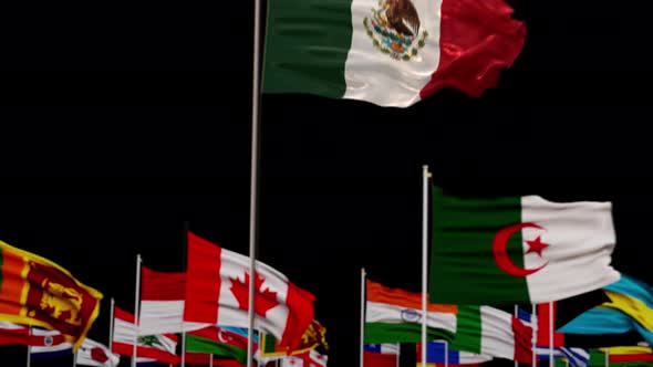 Mexico Flag With World Flags In Alpha Channel
