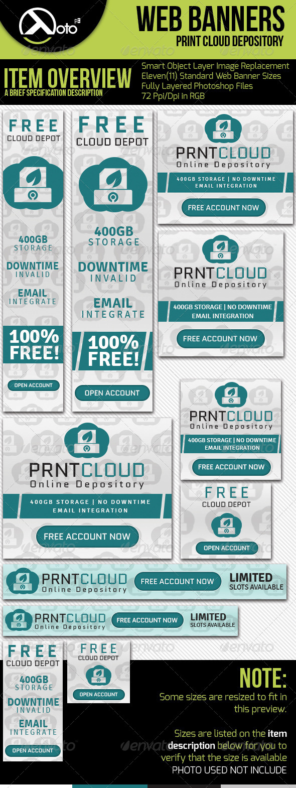 Print Cloud Online Depository Web Banners - Banners & Ads Web Elements