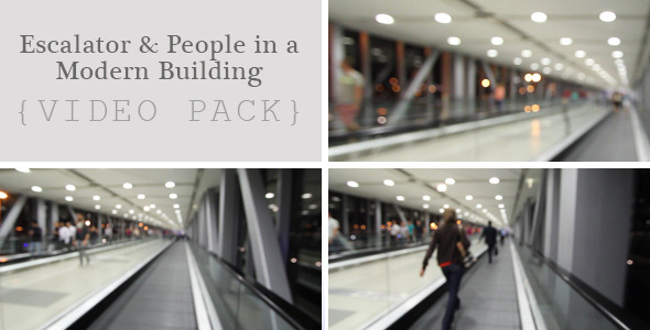 Escalator & People in a Modern Building  (2 Pack)