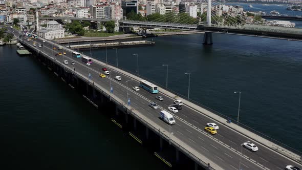 Istanbul Bosphorus And Golden Horn Bridge Aerial View