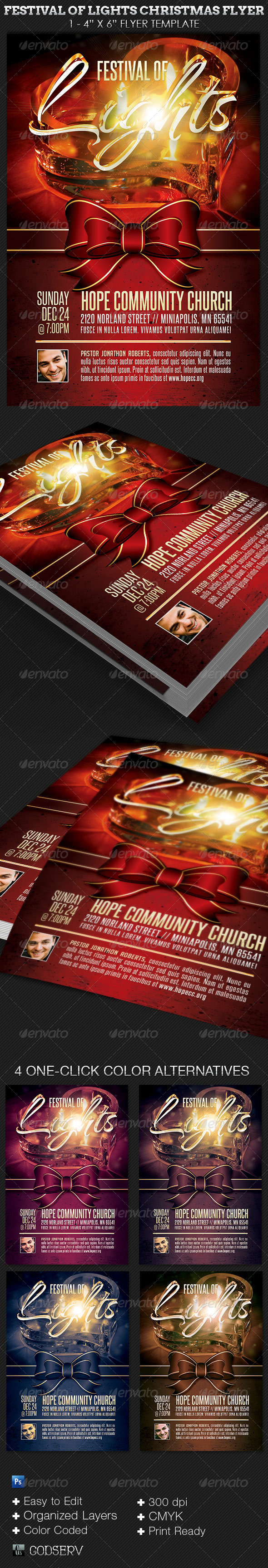 Lights Festival Christmas Flyer Template - Church Flyers