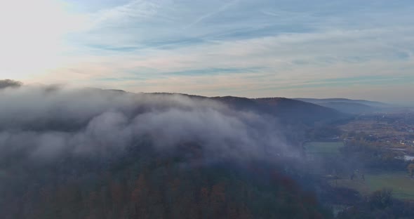 Mountain Forest an Aerial View Scenic Landscape in Morning Fog alt