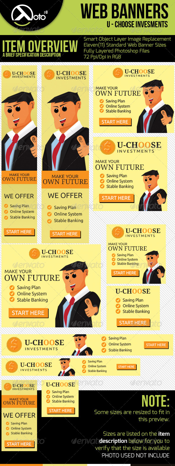 U Choose Online Investment Web Banners - Banners & Ads Web Elements