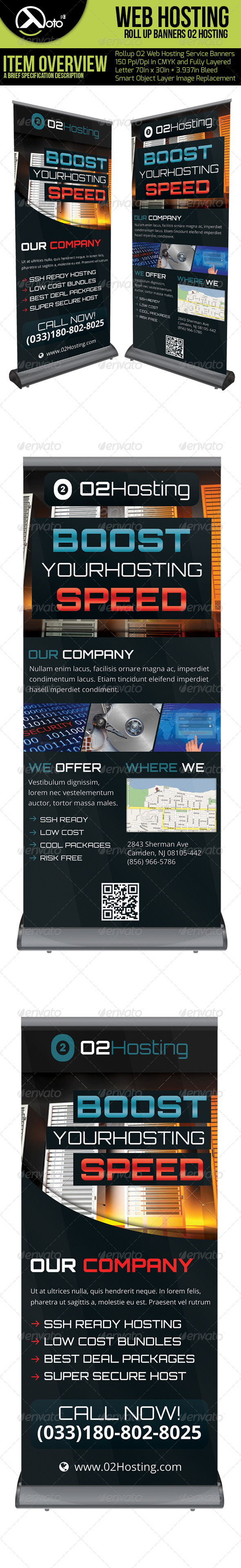 O2 Web Hosting Roll Up Banners - Signage Print Templates