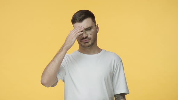 Troubled and Sad Young Guy with Glasses Express Compassion and Feeling Empathy for Friend Got Stuck alt