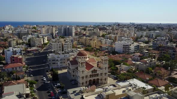 Aerial view of Limassol city in Cyprus shot via drone during the day alt
