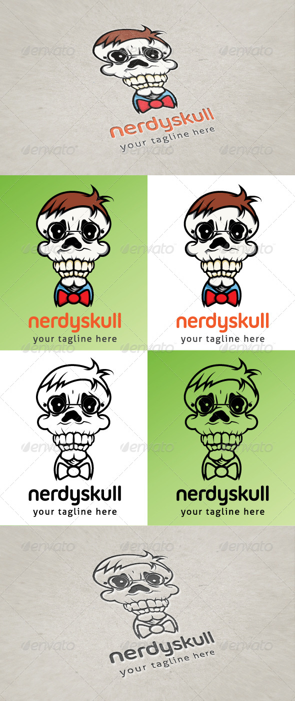 Nerdy Skull - Humans Logo Templates
