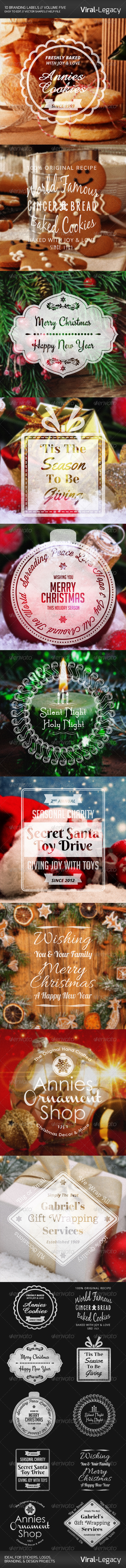 10 Branding Labels Volume Five - Christmas Edition - Badges & Stickers Web Elements