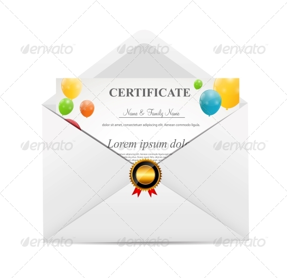 White Envelope with Certificat Vector Illustration - Christmas Seasons/Holidays