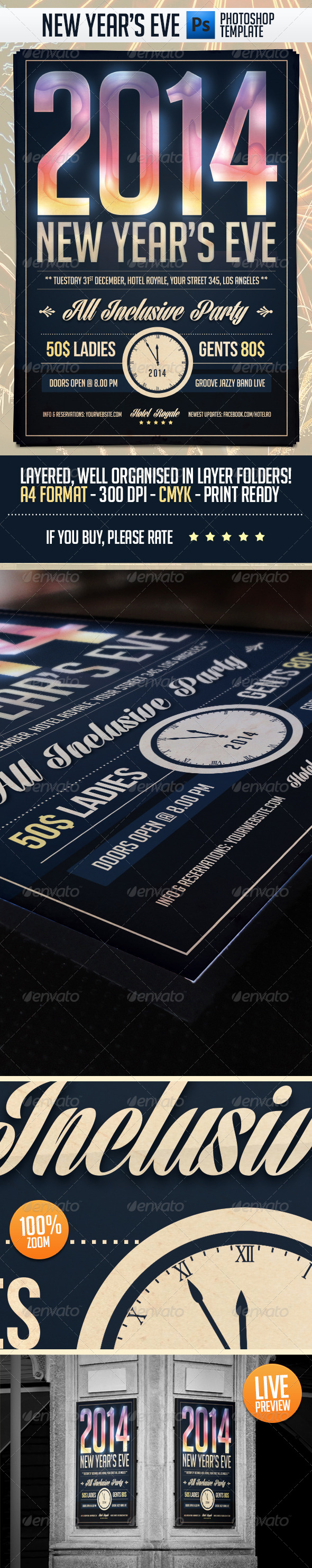 New Year Eve Party Flyer Template - Holidays Events