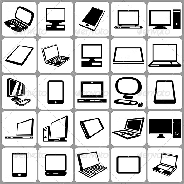 36 Computers Notebooks and Tablets Icon Set - Computers Technology