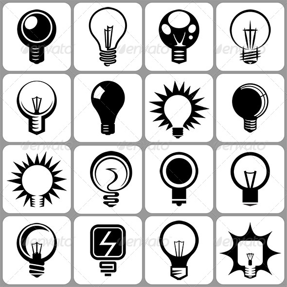Electric Bulbs Icon Set - Miscellaneous Conceptual