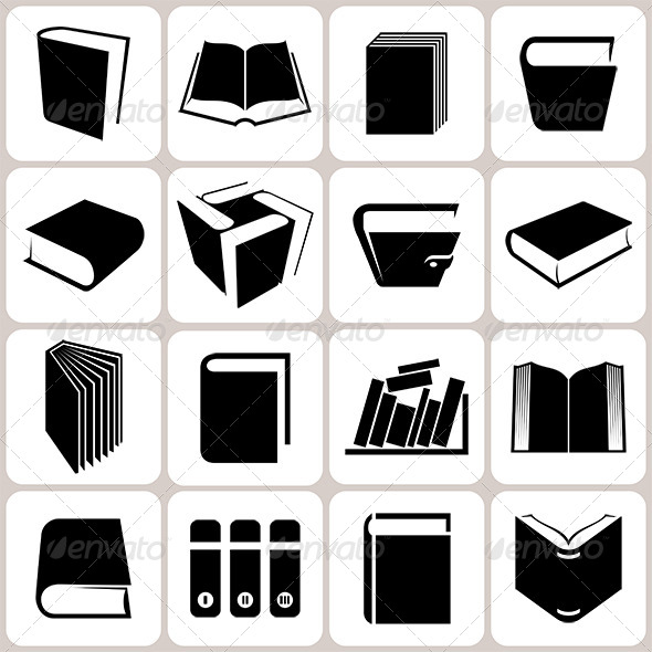 16 Book Icons Set - Miscellaneous Conceptual