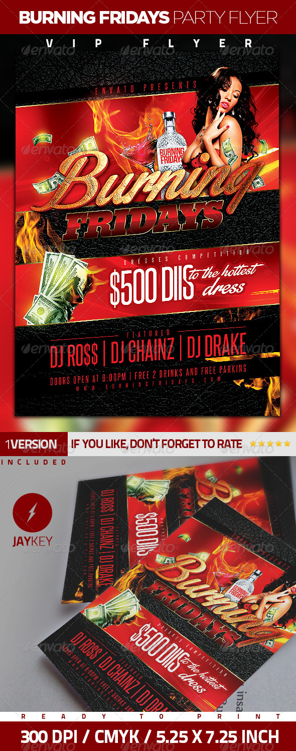 Burning Fridays Party Flyer - Events Flyers